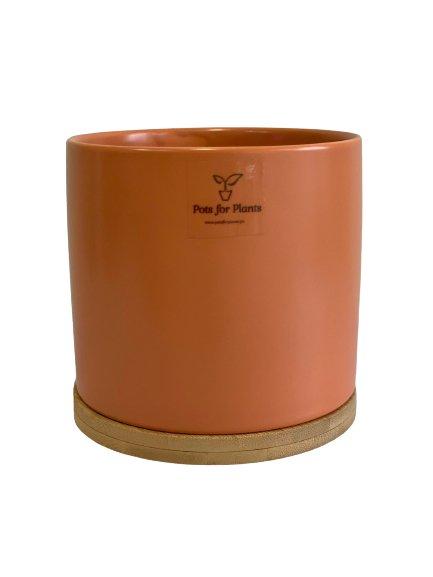 3.5” Cylinder Porcelain Pot with Catchplate