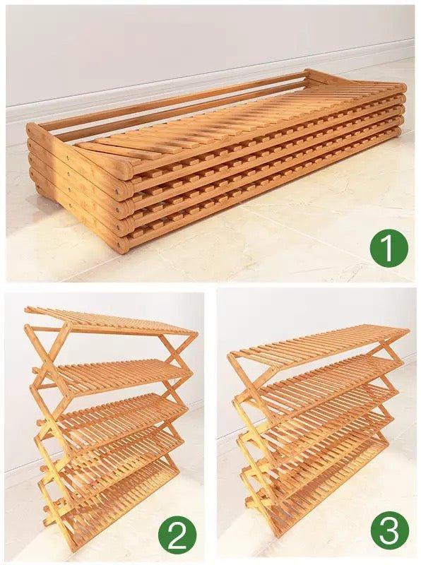5 Tier Folding Simple Bamboo Plant Rack