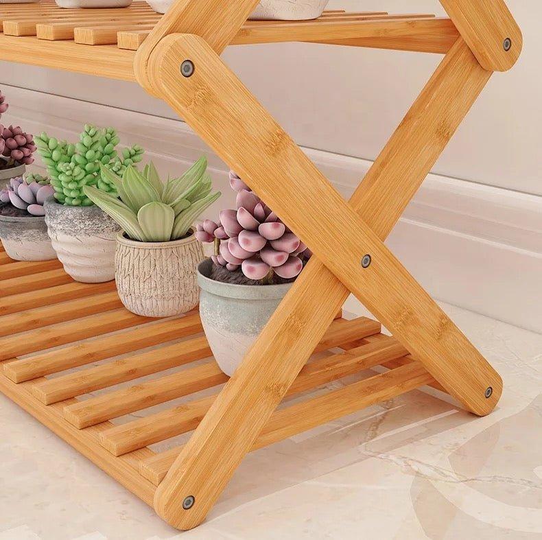 5 Tier Folding Simple Bamboo Plant Rack