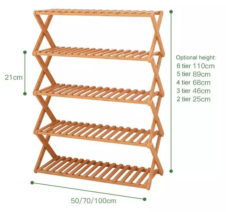 5 Tier Folding Simple Bamboo Plant Rack