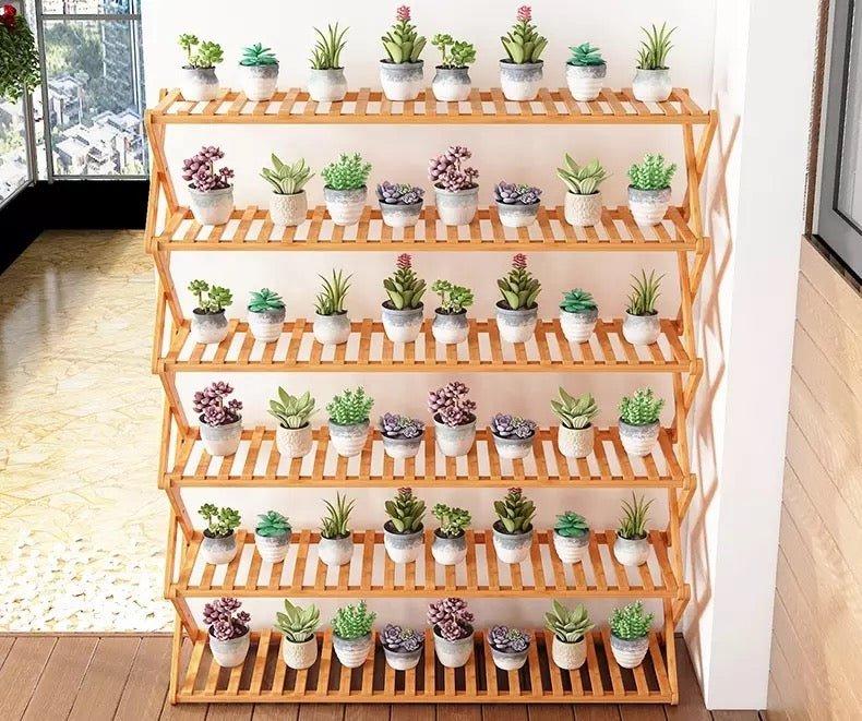 5 Tier Folding Simple Bamboo Plant Rack