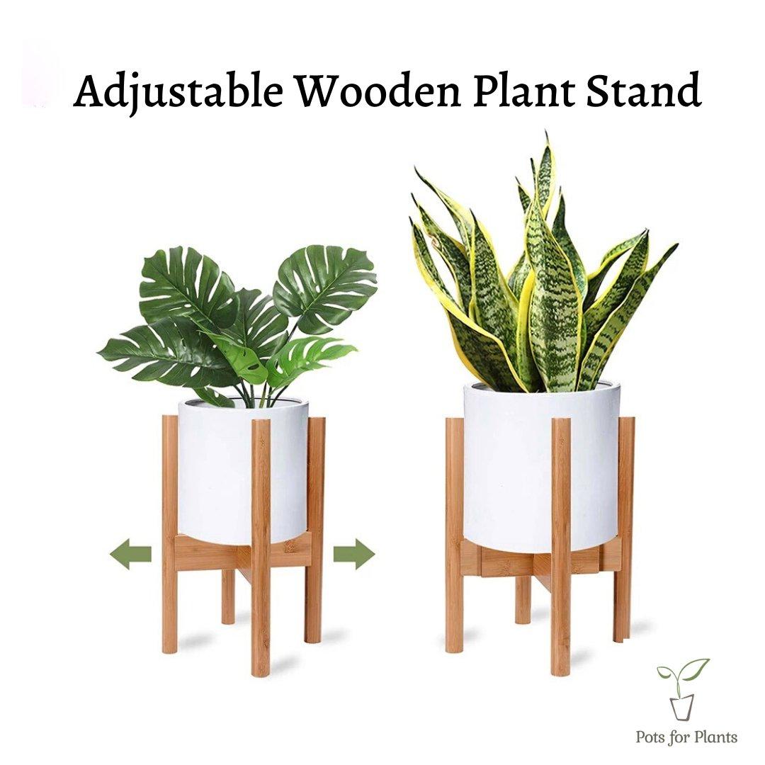 8 inches to 12 inches Adjustable Bamboo Plant Stand