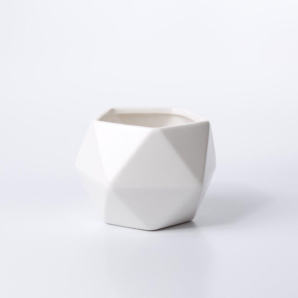 Crystal Shaped White Gloss Finish Porcelain Ceramic Pot