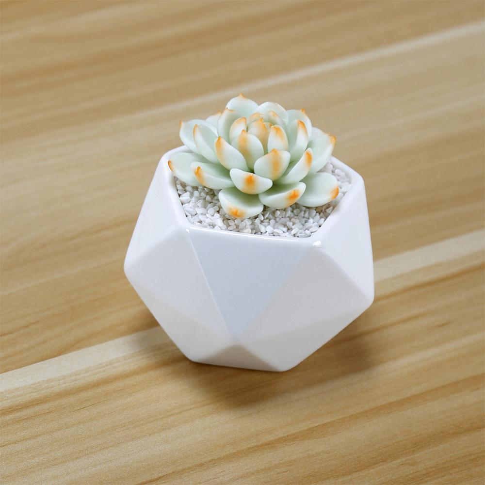 Crystal Shaped White Gloss Finish Porcelain Ceramic Pot
