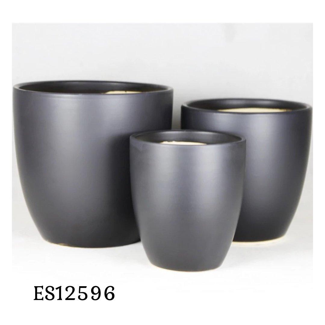 ES1259 Cup Shaped Glazed Clay Ceramic Floor Pot