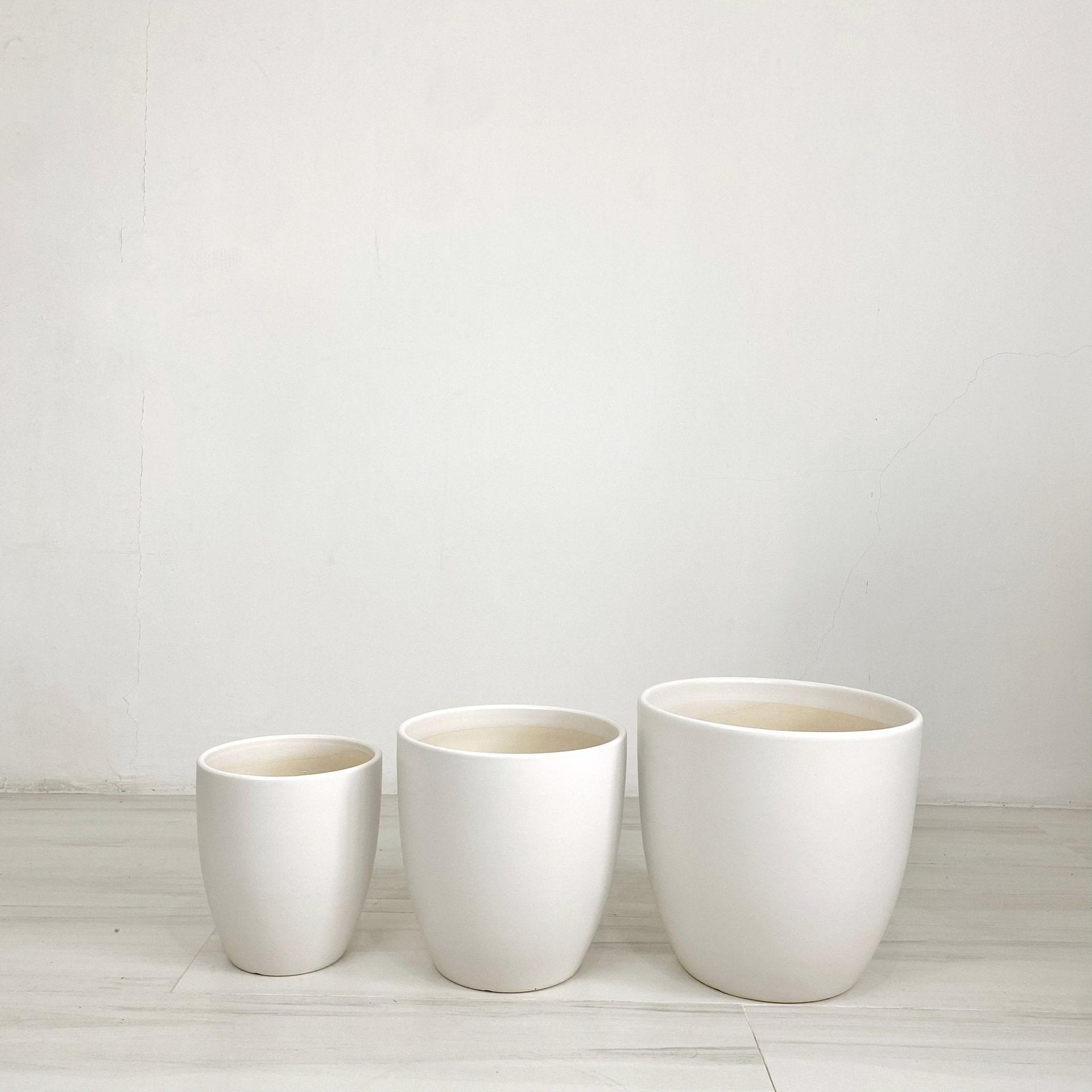 ES1259 Cup Shaped Glazed Clay Ceramic Floor Pot