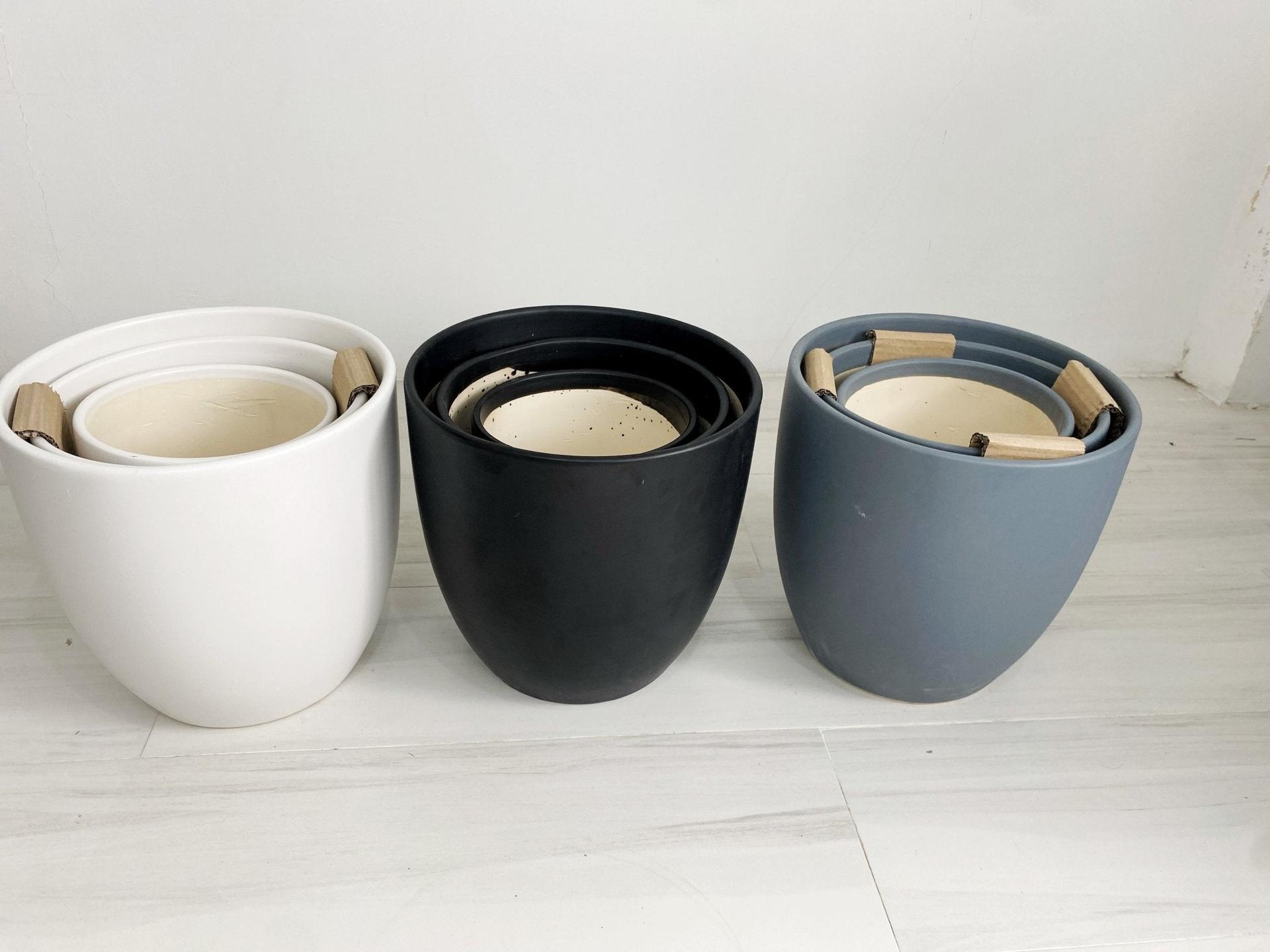 ES1259 Cup Shaped Glazed Clay Ceramic Floor Pot