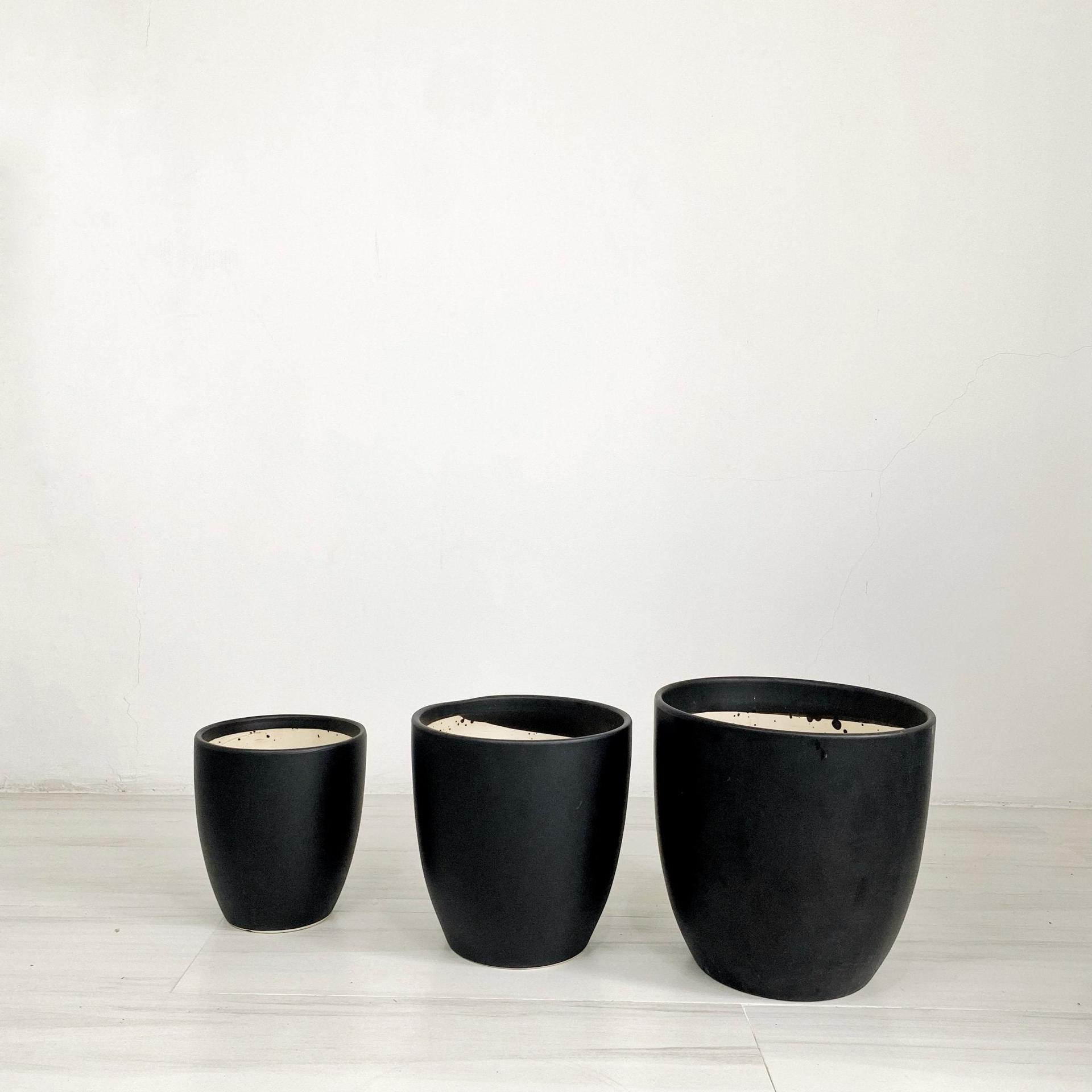 ES1259 Cup Shaped Glazed Clay Ceramic Floor Pot