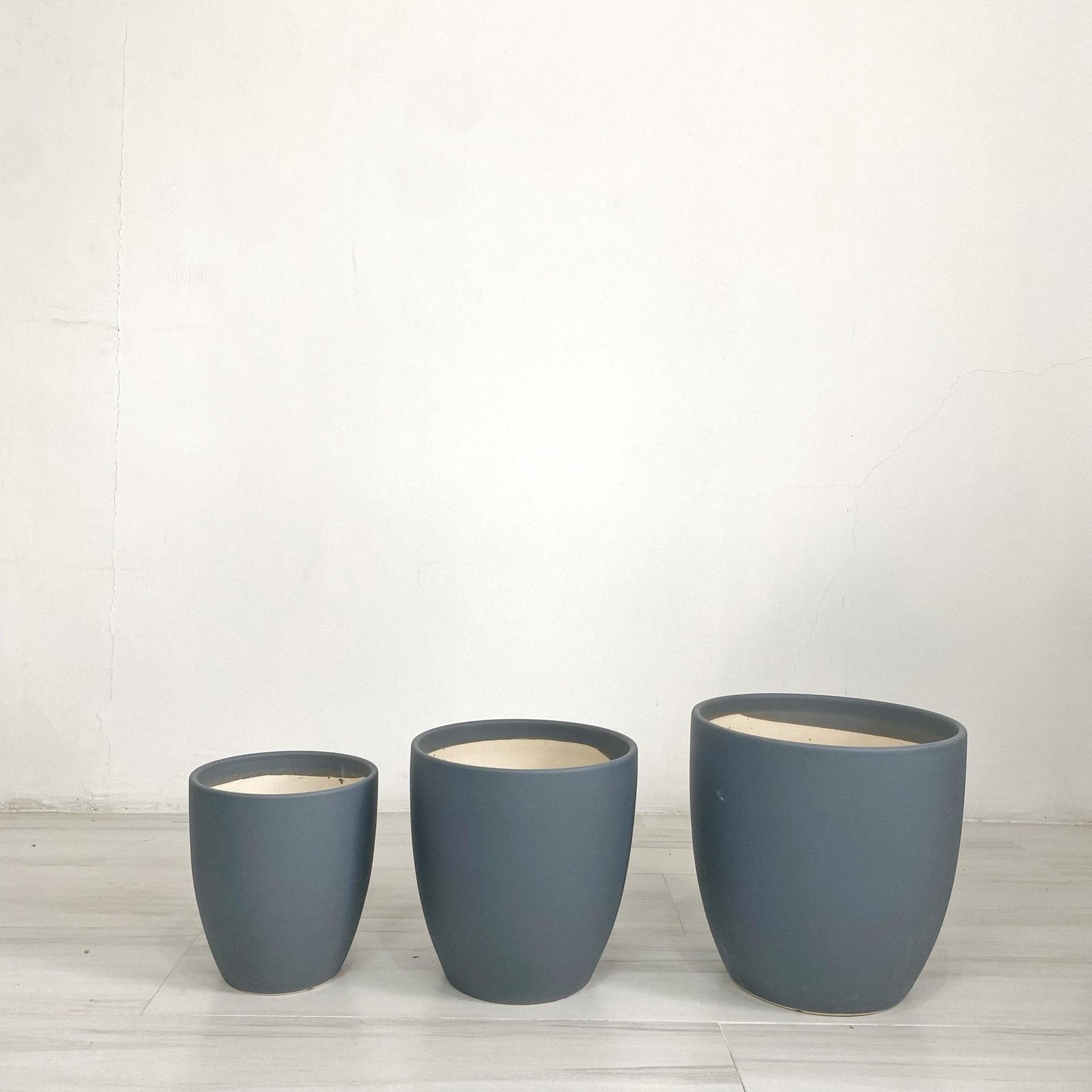 ES1259 Cup Shaped Glazed Clay Ceramic Floor Pot