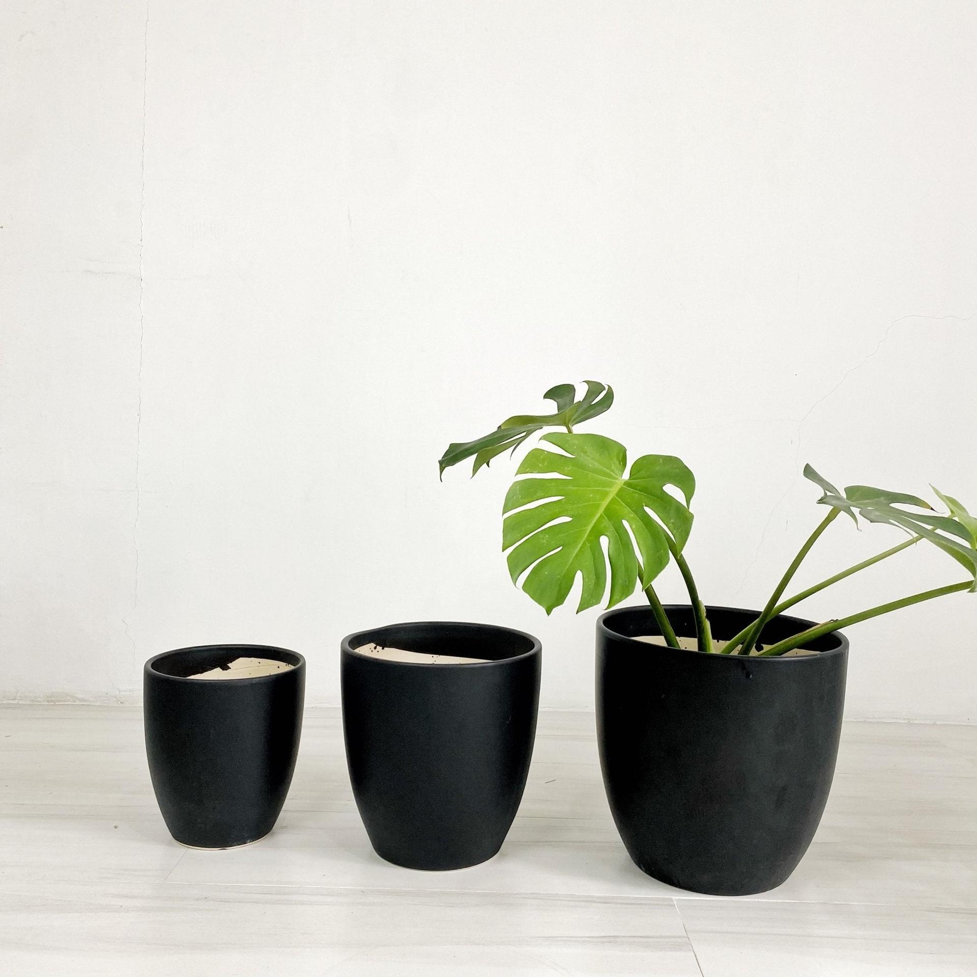 ES1259 Cup Shaped Glazed Clay Ceramic Floor Pot