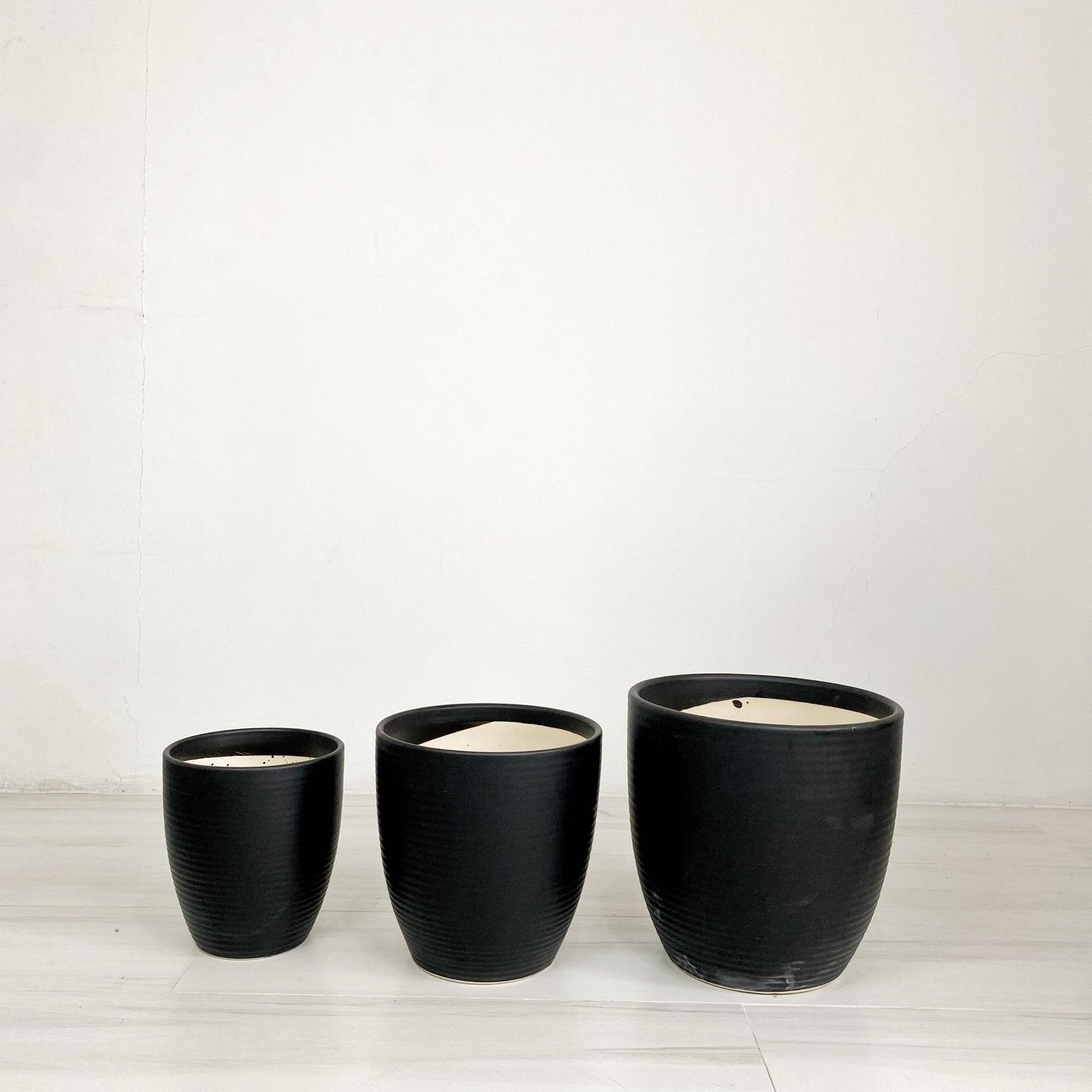 ES1259 Cup Shaped Glazed Clay Ceramic Floor Pot