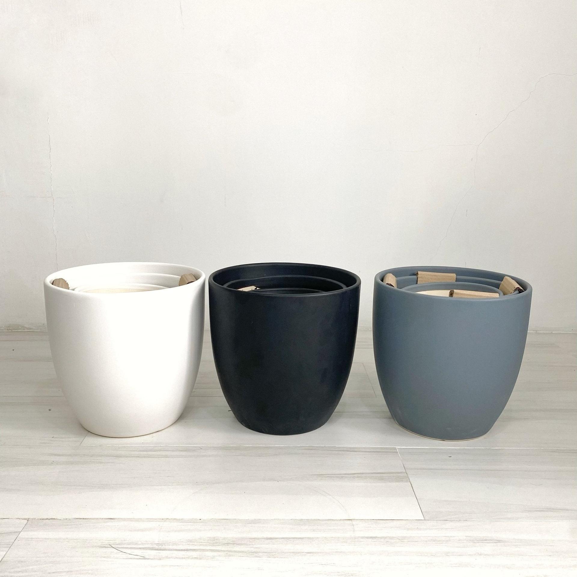 ES1259 Cup Shaped Glazed Clay Ceramic Floor Pot