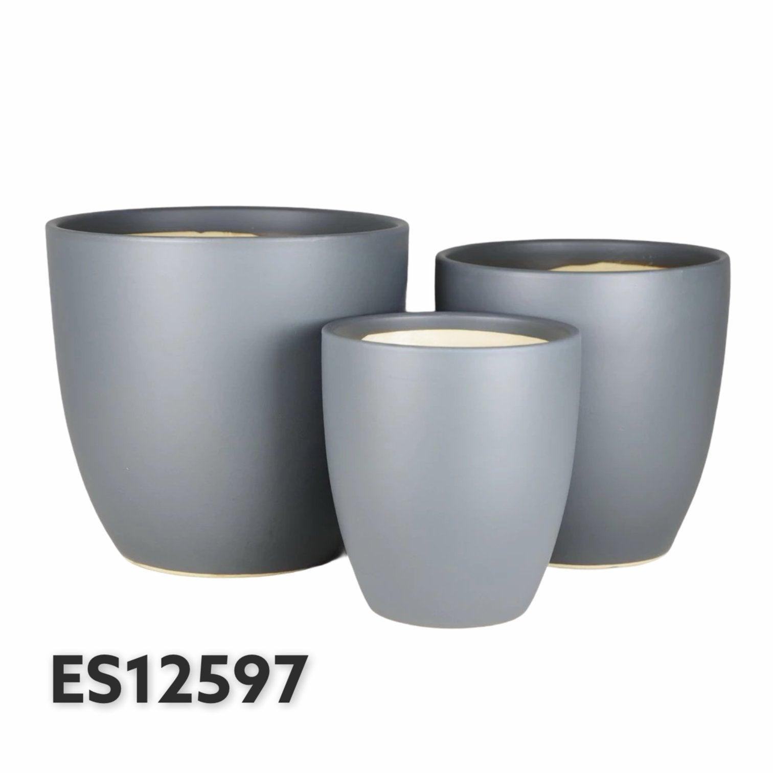 ES1259 Cup Shaped Glazed Clay Ceramic Floor Pot