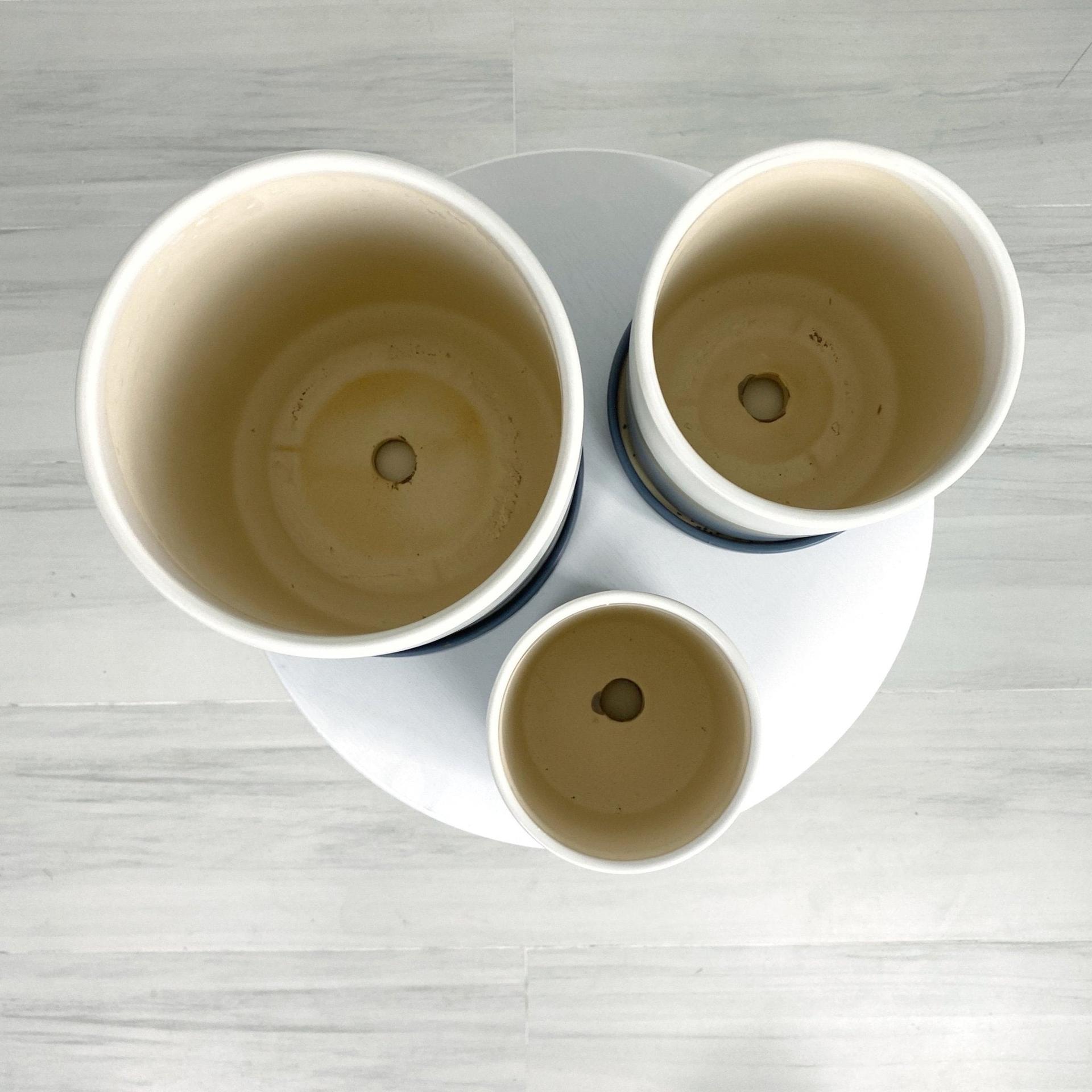 ES1257 Cylinder Glazed Clay Desk Ceramic Pot with Ceramic Saucer