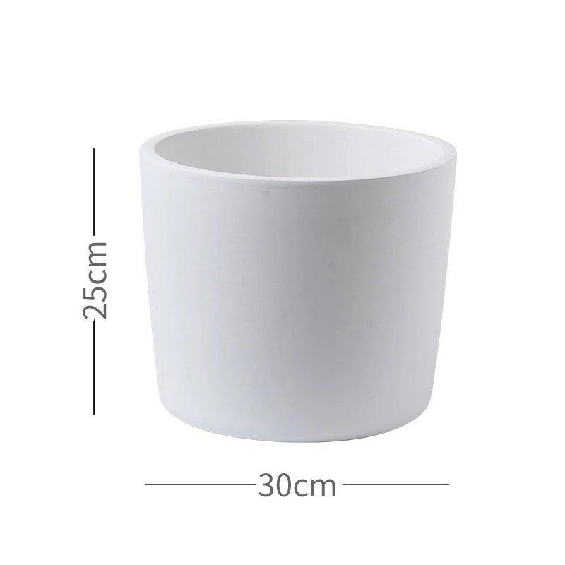 Simple Big Cylinder Floor Large Ceramic Pot with Saucer