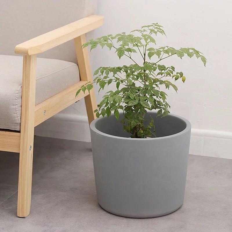 Simple Big Cylinder Floor Large Ceramic Pot with Saucer
