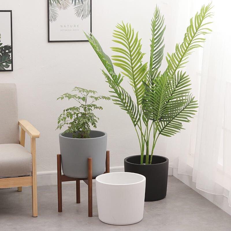 Simple Big Cylinder Floor Large Ceramic Pot with Saucer