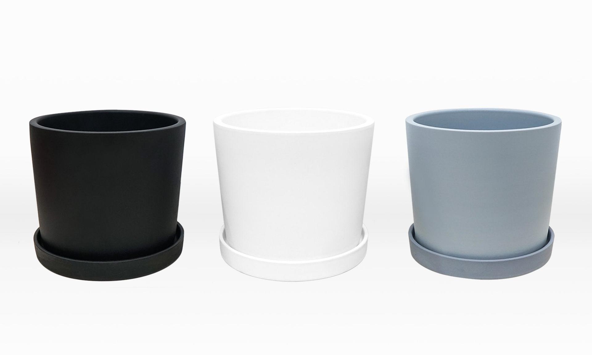 Simple Big Cylinder Floor Large Ceramic Pot with Saucer