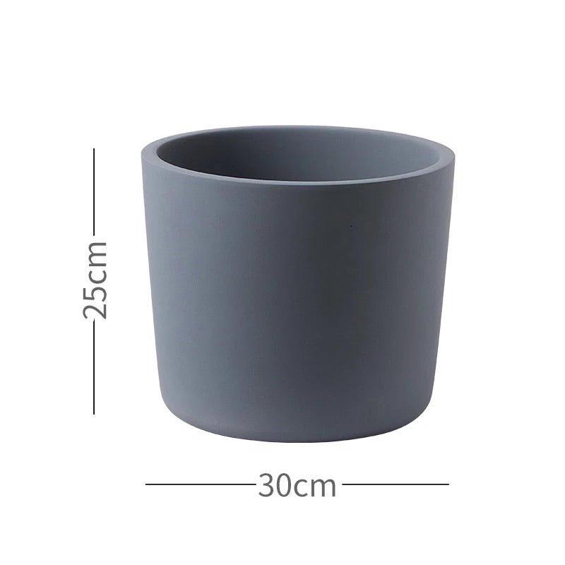 Simple Big Cylinder Floor Large Ceramic Pot with Saucer
