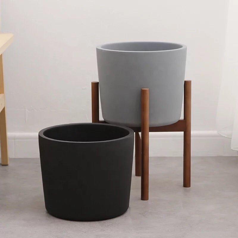 Simple Big Cylinder Floor Large Ceramic Pot with Saucer