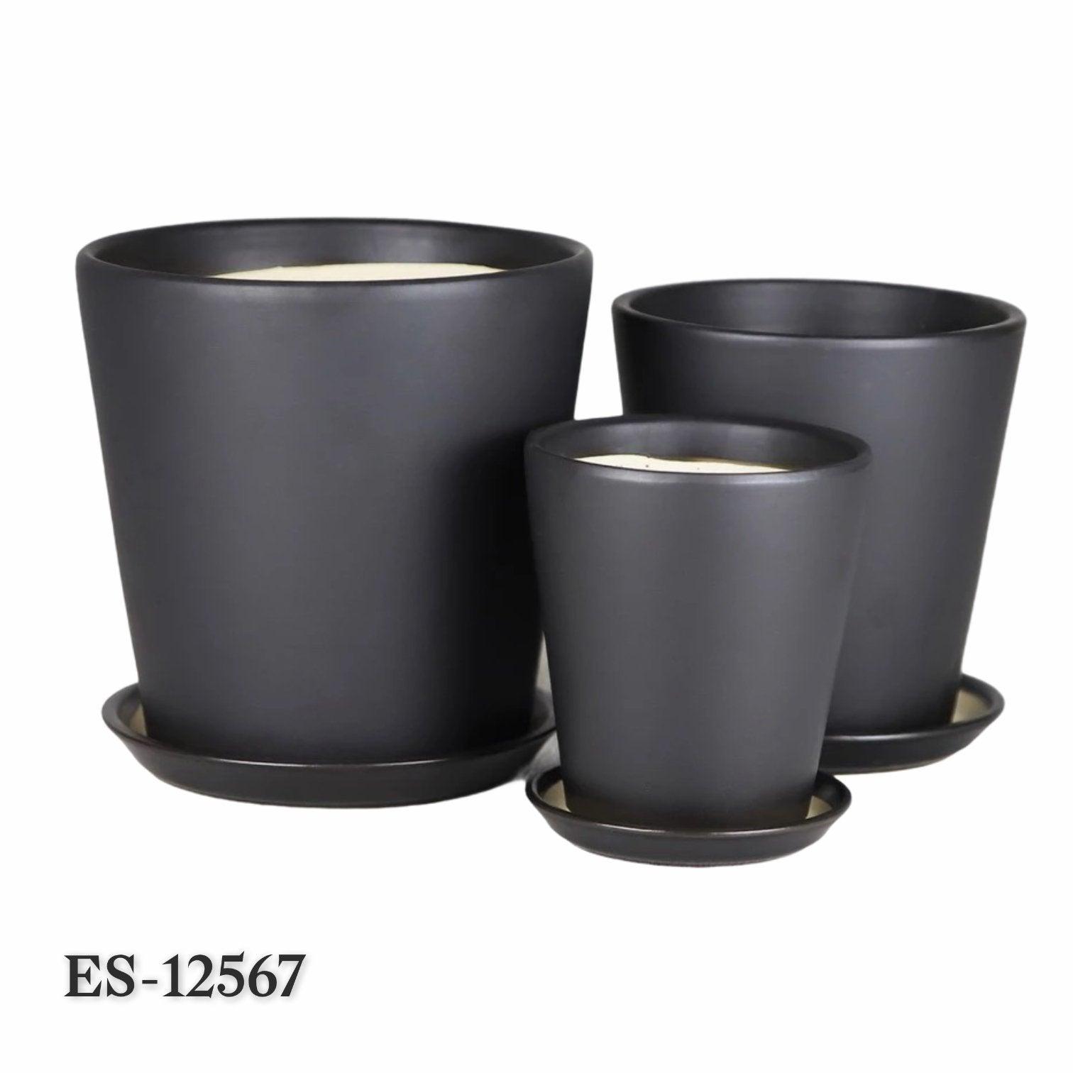 ES1256 Cone Shaped Glazed Clay Earthenware Ceramic Desk Pot