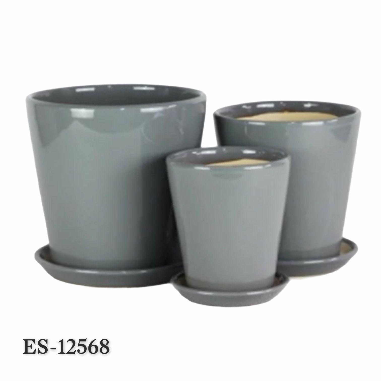 ES1256 Cone Shaped Glazed Clay Earthenware Ceramic Desk Pot