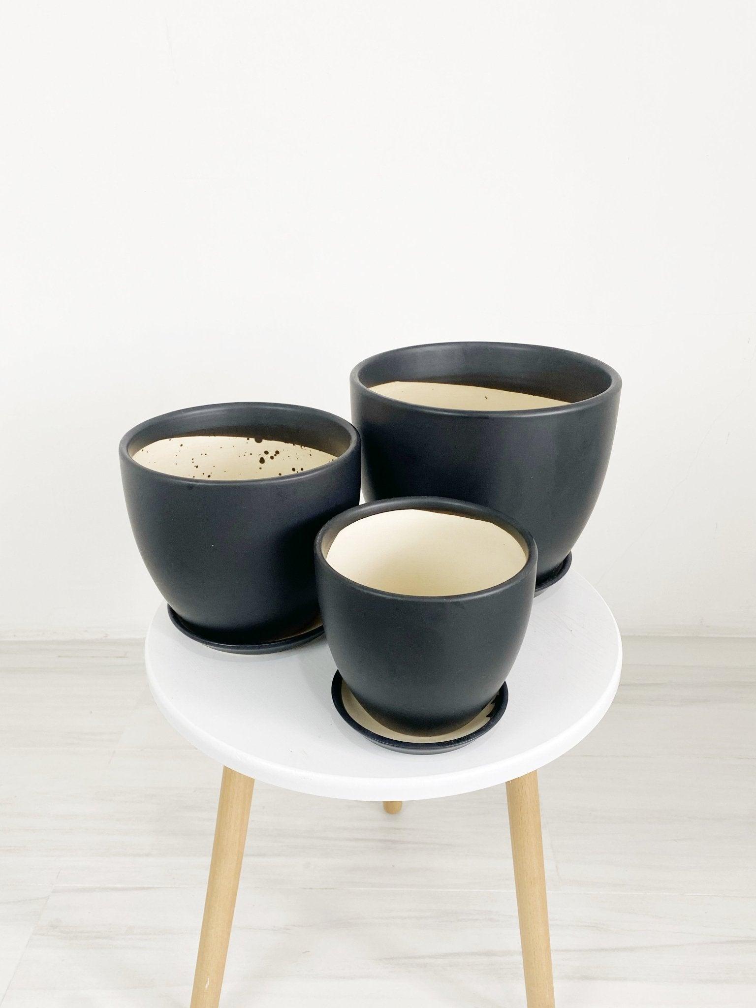 Cup Shaped Glazed Clay Earthenware Ceramic Desk Pot