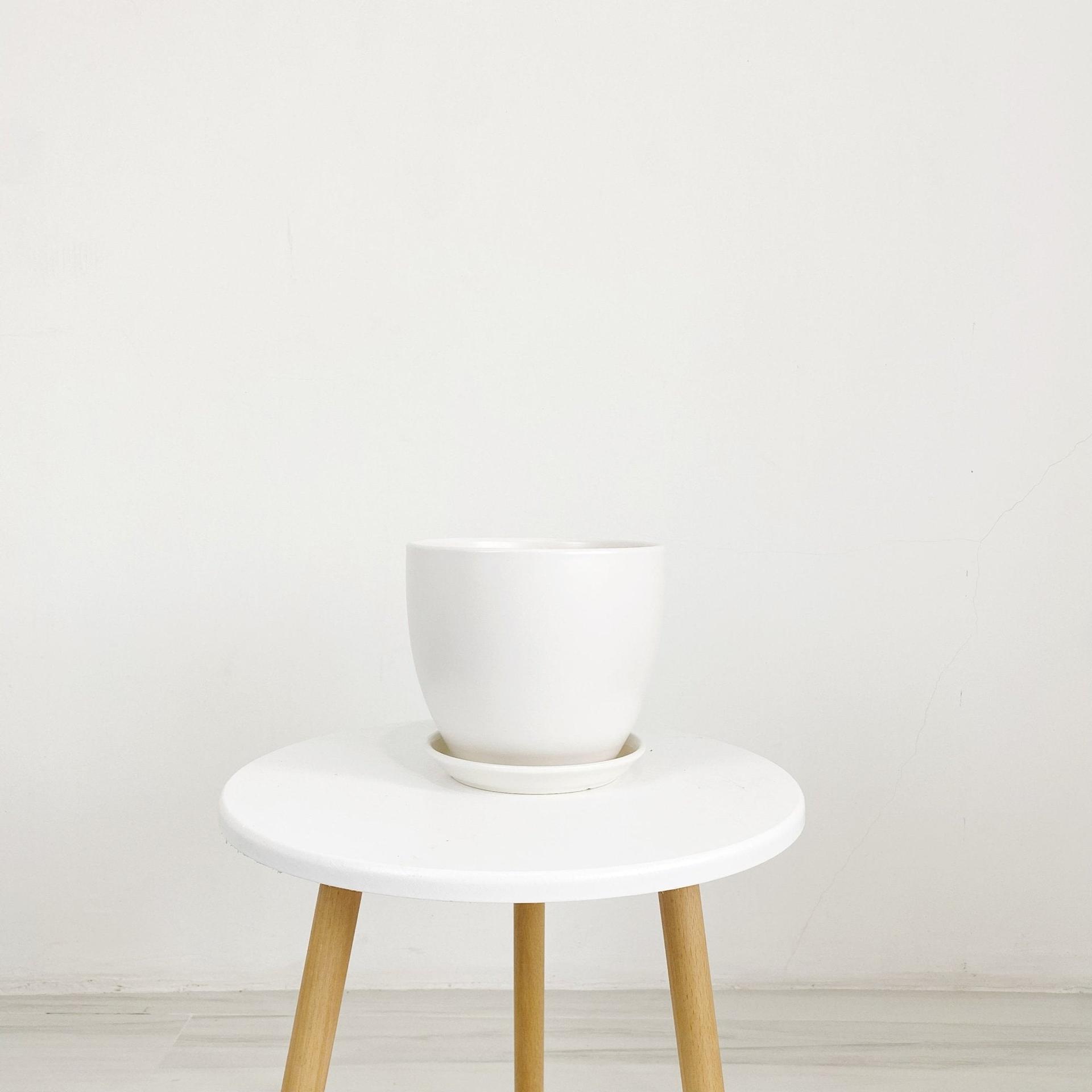 Cup Shaped Glazed Clay Earthenware Ceramic Desk Pot