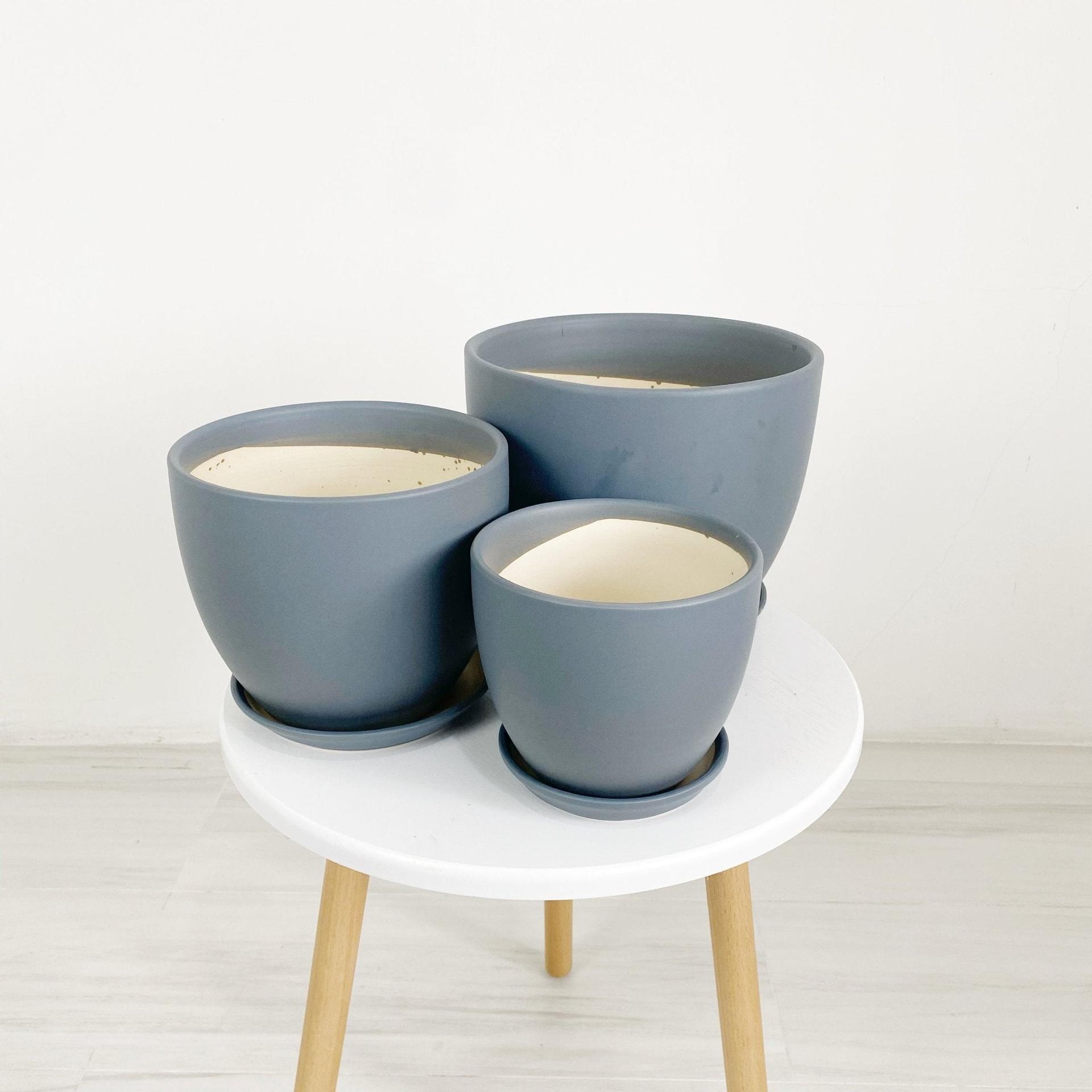 Cup Shaped Glazed Clay Earthenware Ceramic Desk Pot