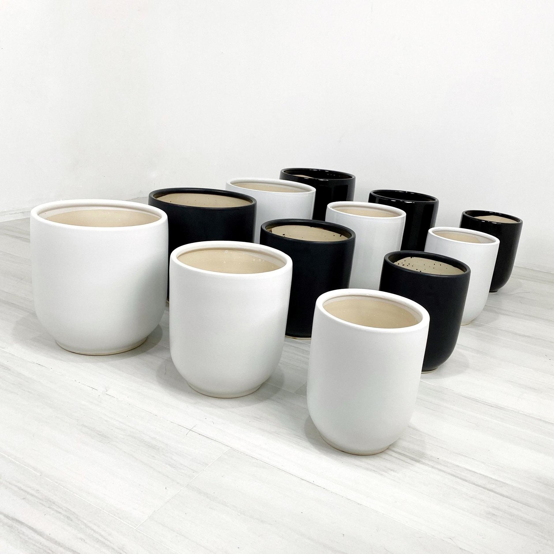 ES1260 Round Glazed Clay Earthenware Ceramic Floor Pots