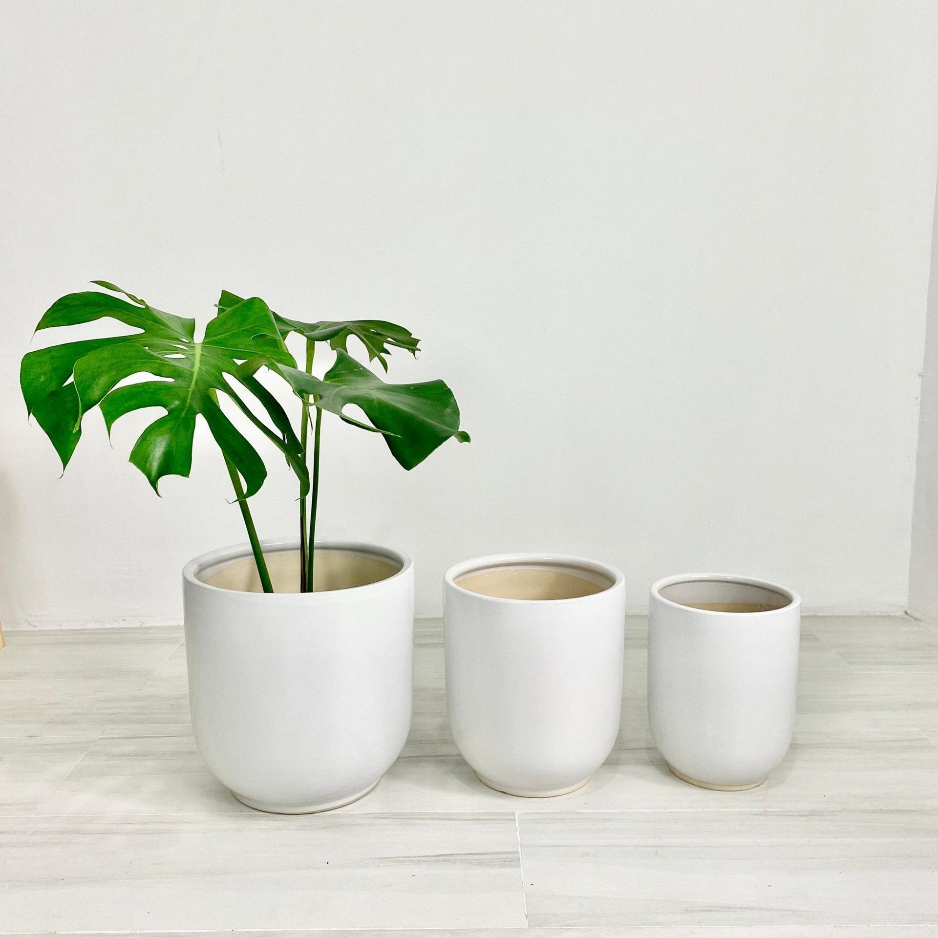 ES1260 Round Glazed Clay Earthenware Ceramic Floor Pots