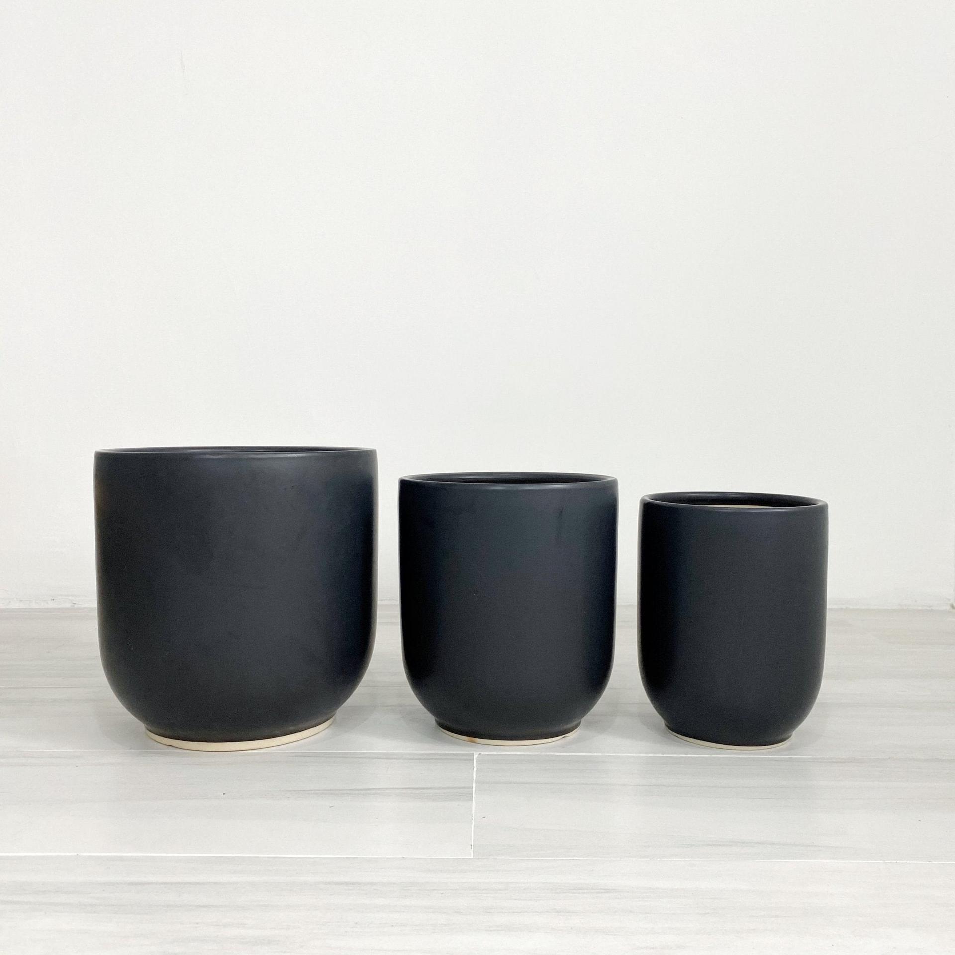 ES1260 Round Glazed Clay Earthenware Ceramic Floor Pots