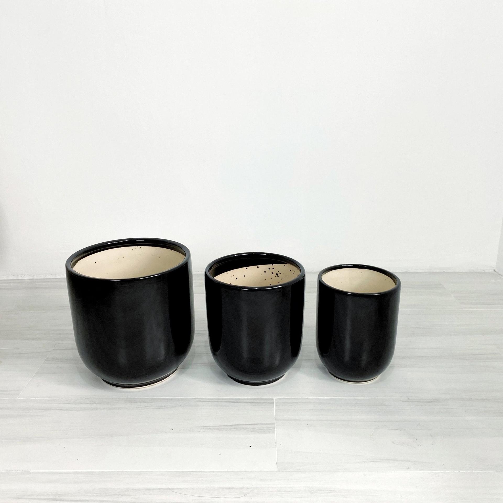 ES1260 Round Glazed Clay Earthenware Ceramic Floor Pots