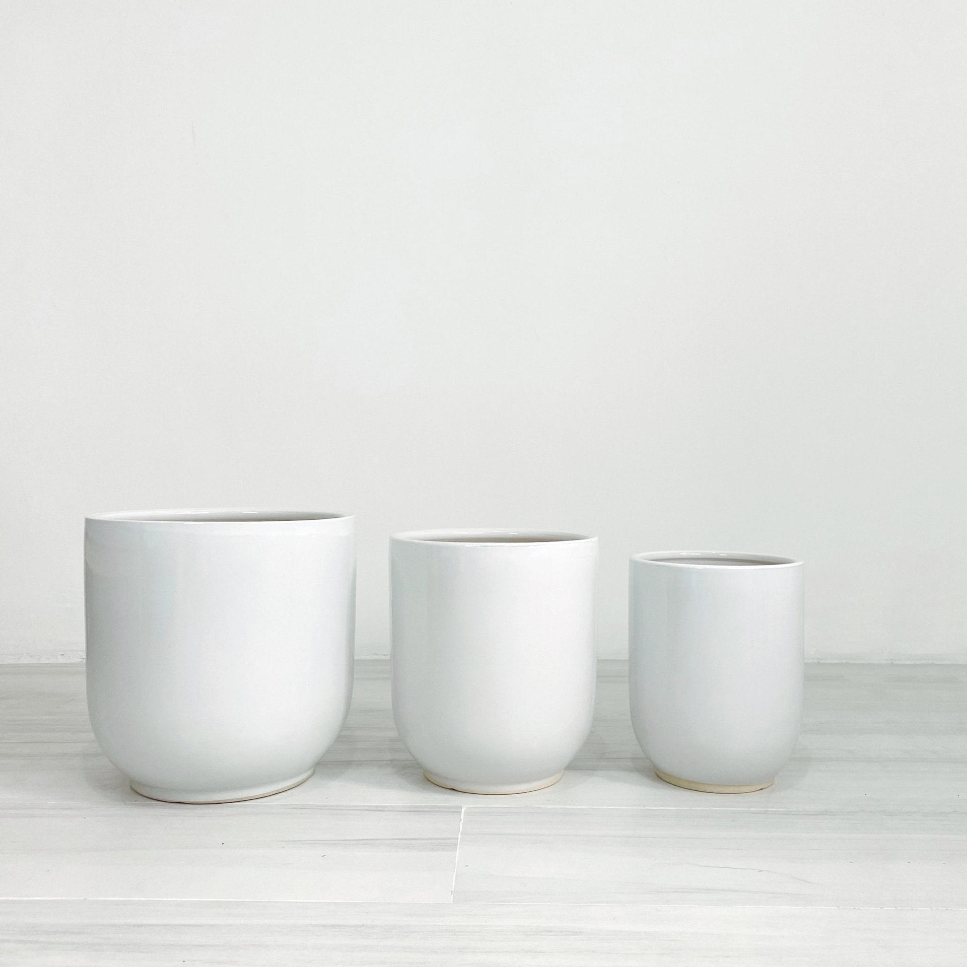 ES1260 Round Glazed Clay Earthenware Ceramic Floor Pots
