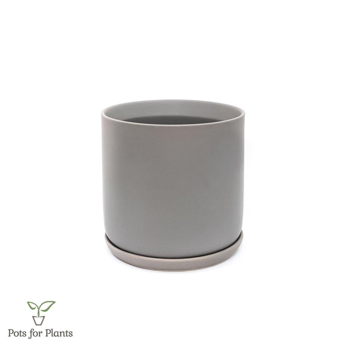 Matte Finish Porcelain CYLINDER Ceramic Pot with Ceramic Saucer