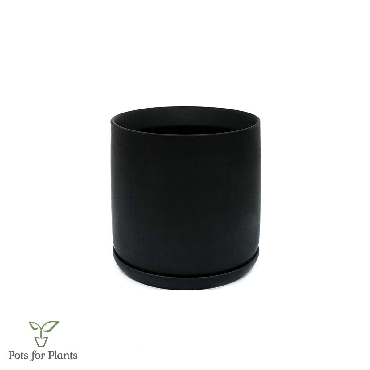 Matte Finish Porcelain CYLINDER Ceramic Pot with Ceramic Saucer