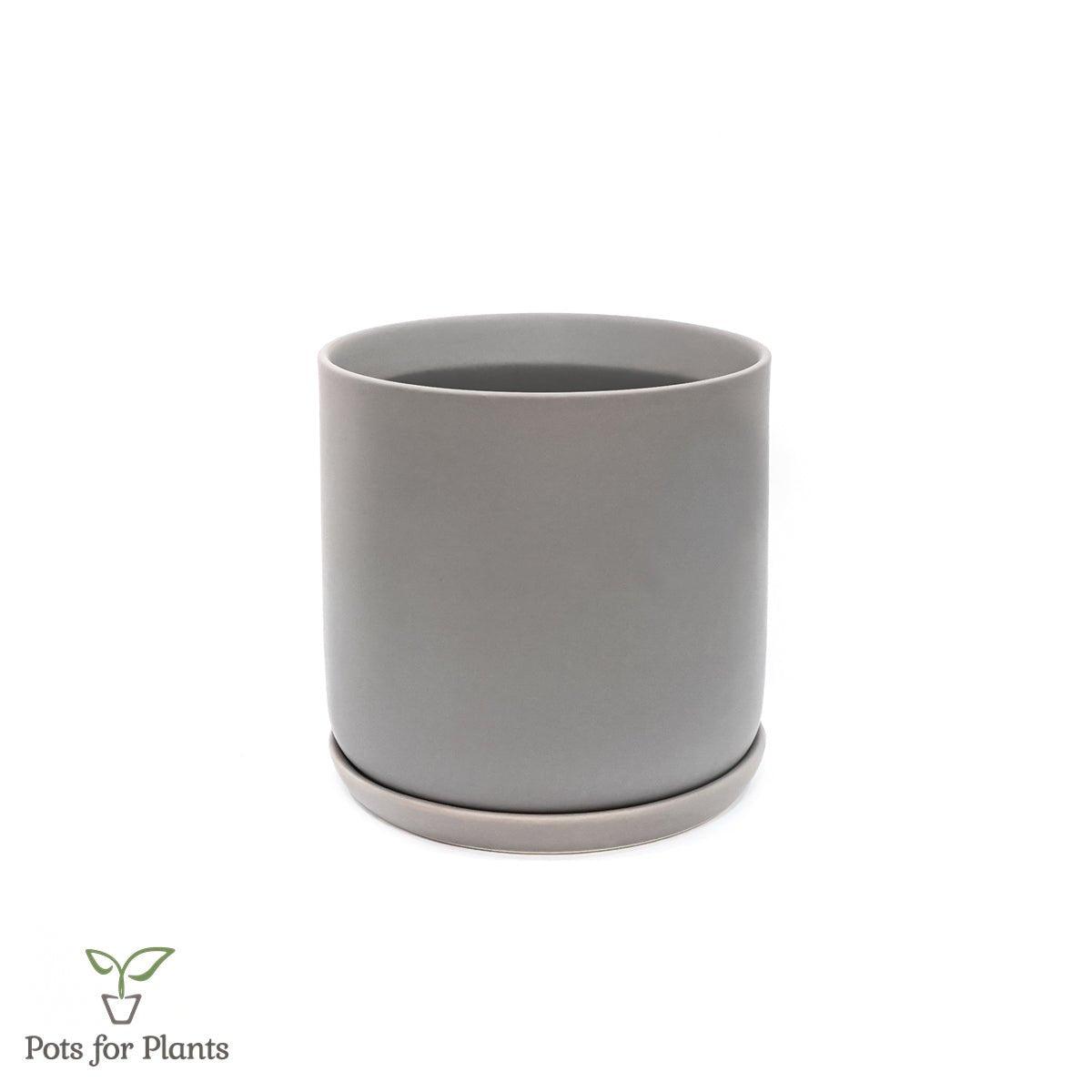 Matte Finish Porcelain CYLINDER Ceramic Pot with Ceramic Saucer