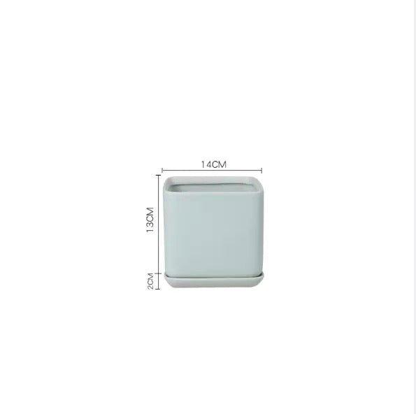 Matte Finish Porcelain CYLINDER Ceramic Pot with Ceramic Saucer