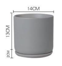 Matte Finish Porcelain CYLINDER Ceramic Pot with Ceramic Saucer
