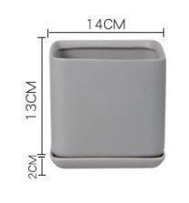 Matte Finish Porcelain SQUARE Ceramic Pot with Ceramic Saucer