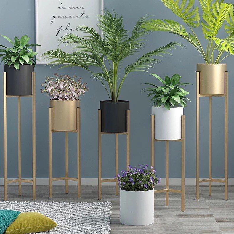 Mid Century Iron Planter with Stand