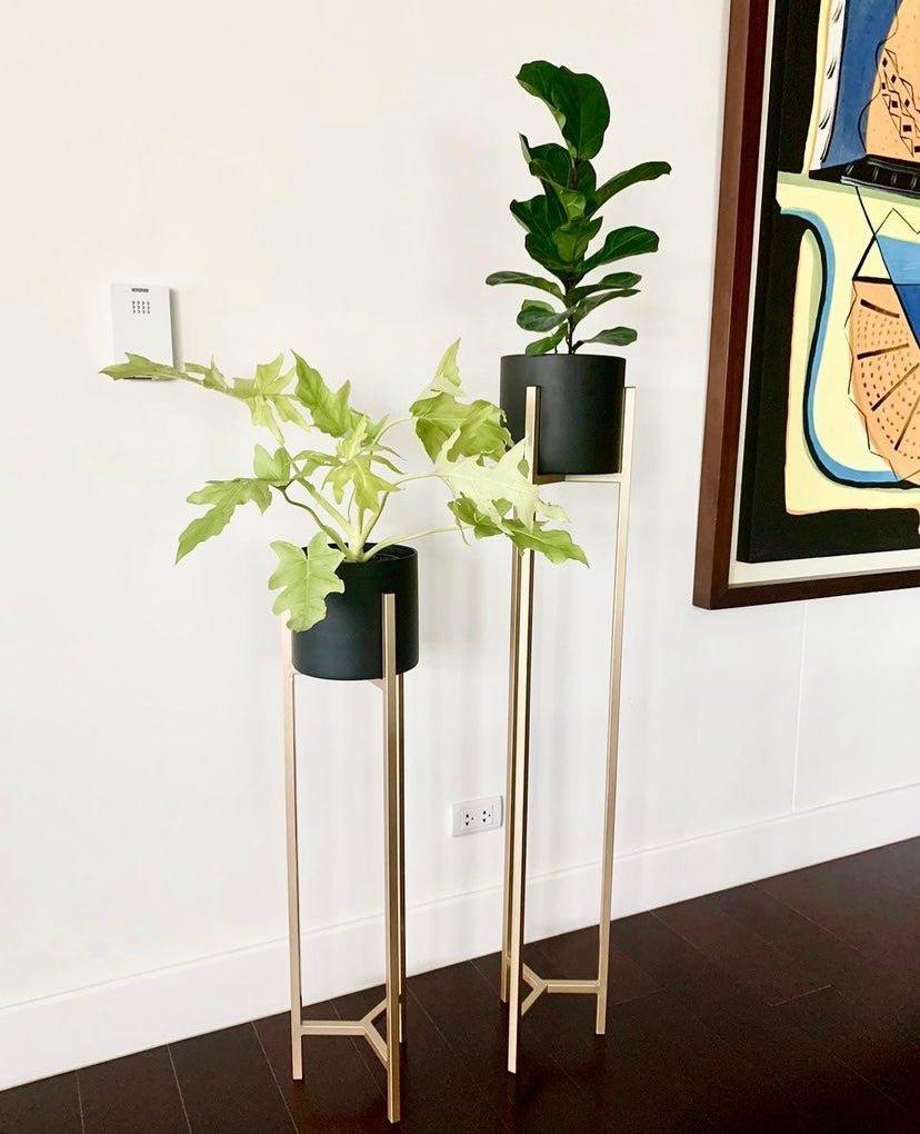 Mid Century Iron Planter with Stand