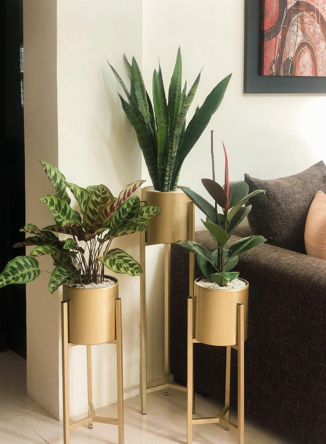 Mid Century Iron Planter with Stand