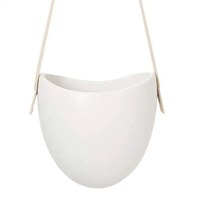 Porcelain Hanging Wall Planter with Strap (Set of three)