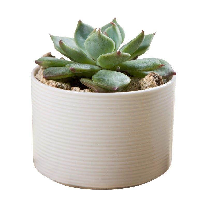 PP45 Textured Lines Cylinder Porcelain Desk Pot