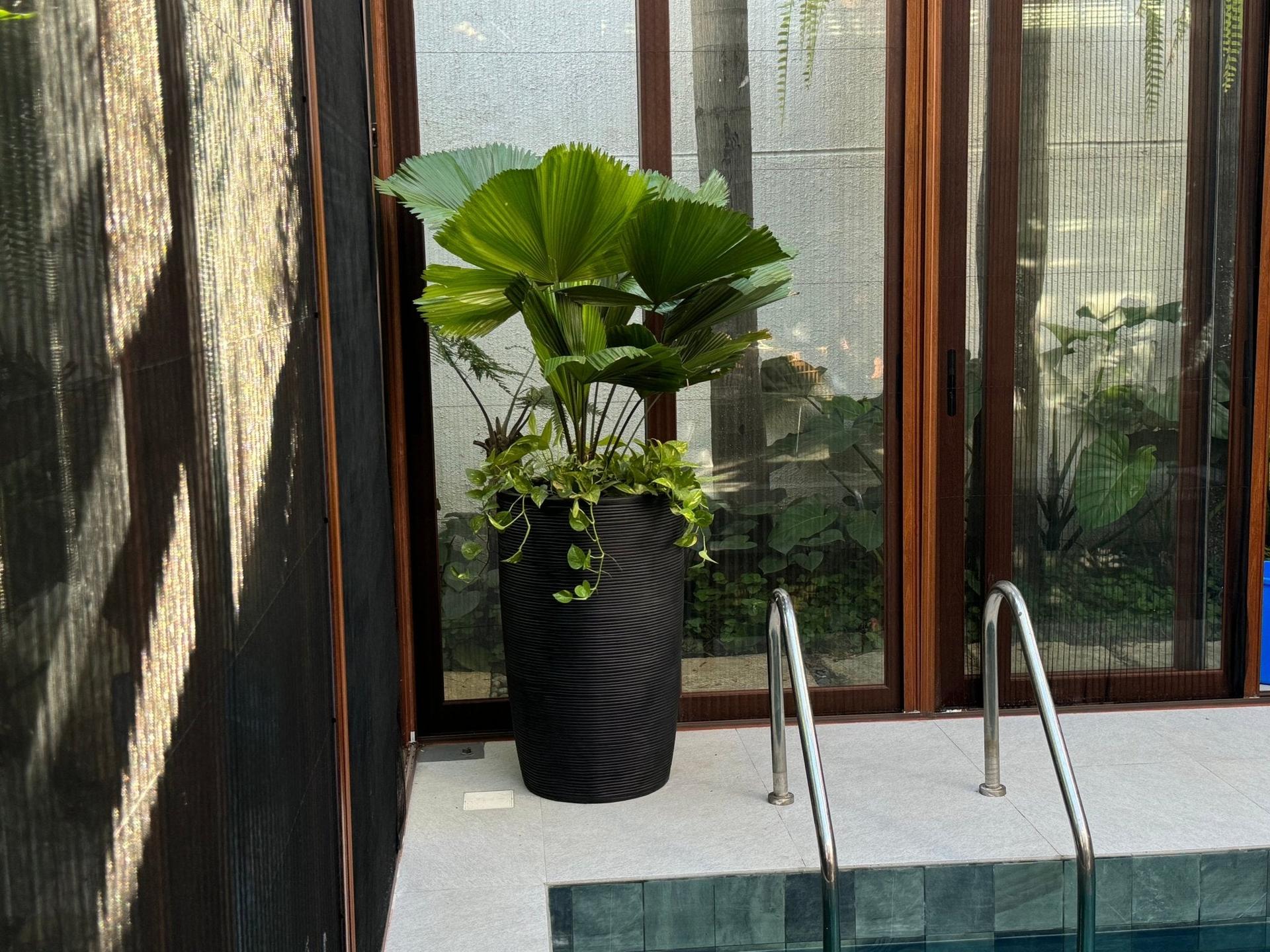 Ribbed Tall Fiberglass Planters