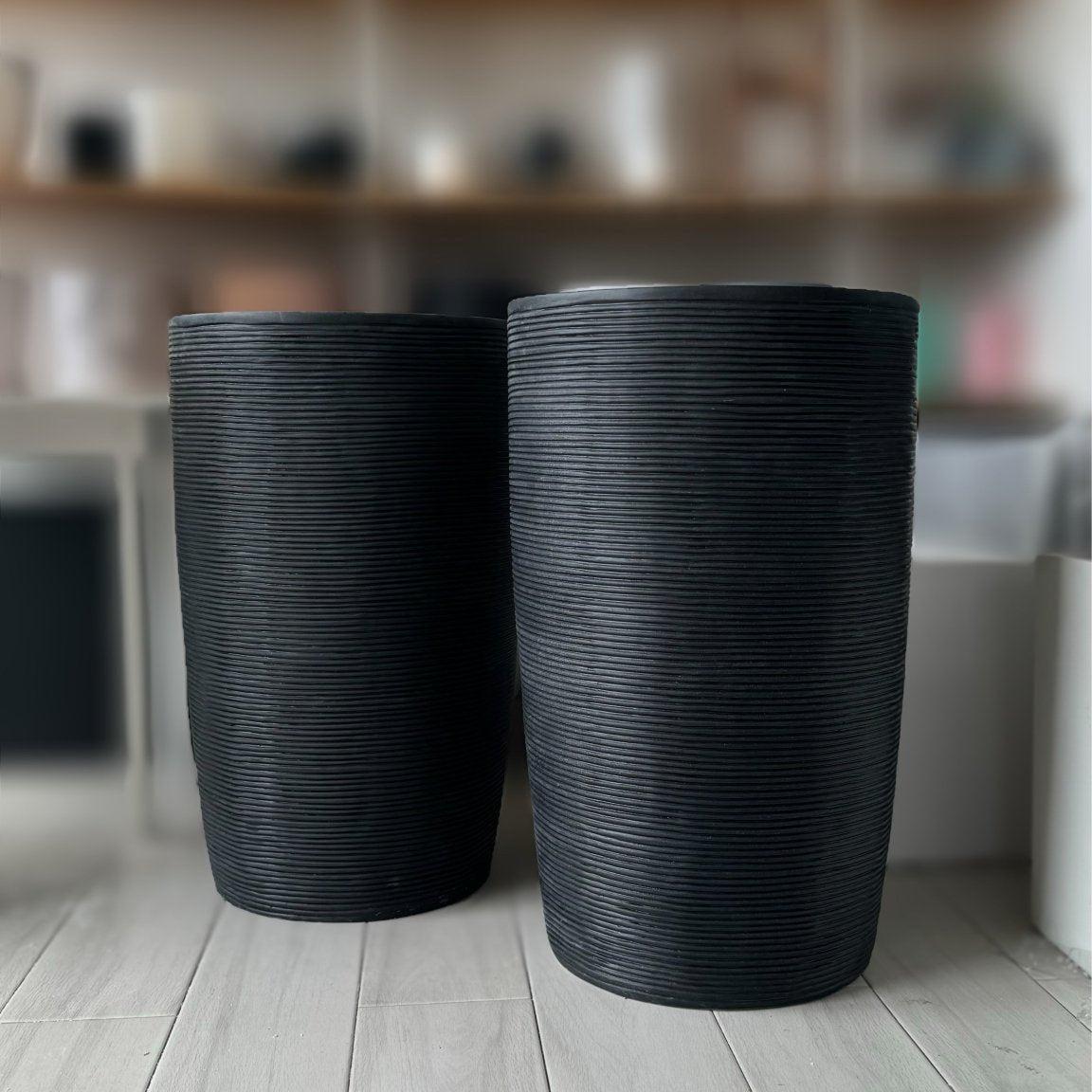 Ribbed Tall Fiberglass Planters
