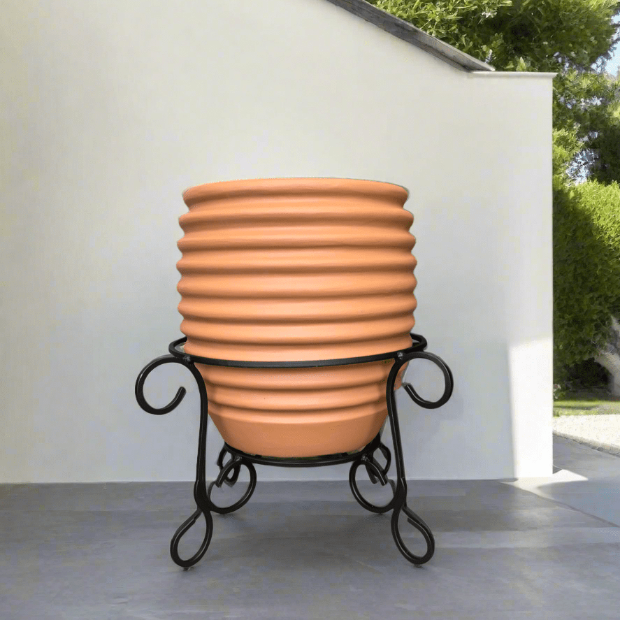CLARA Ribbed Terracotta Fiberglass Planter