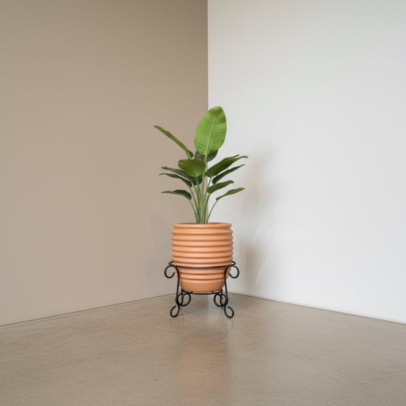 CLARA Ribbed Terracotta Fiberglass Planter