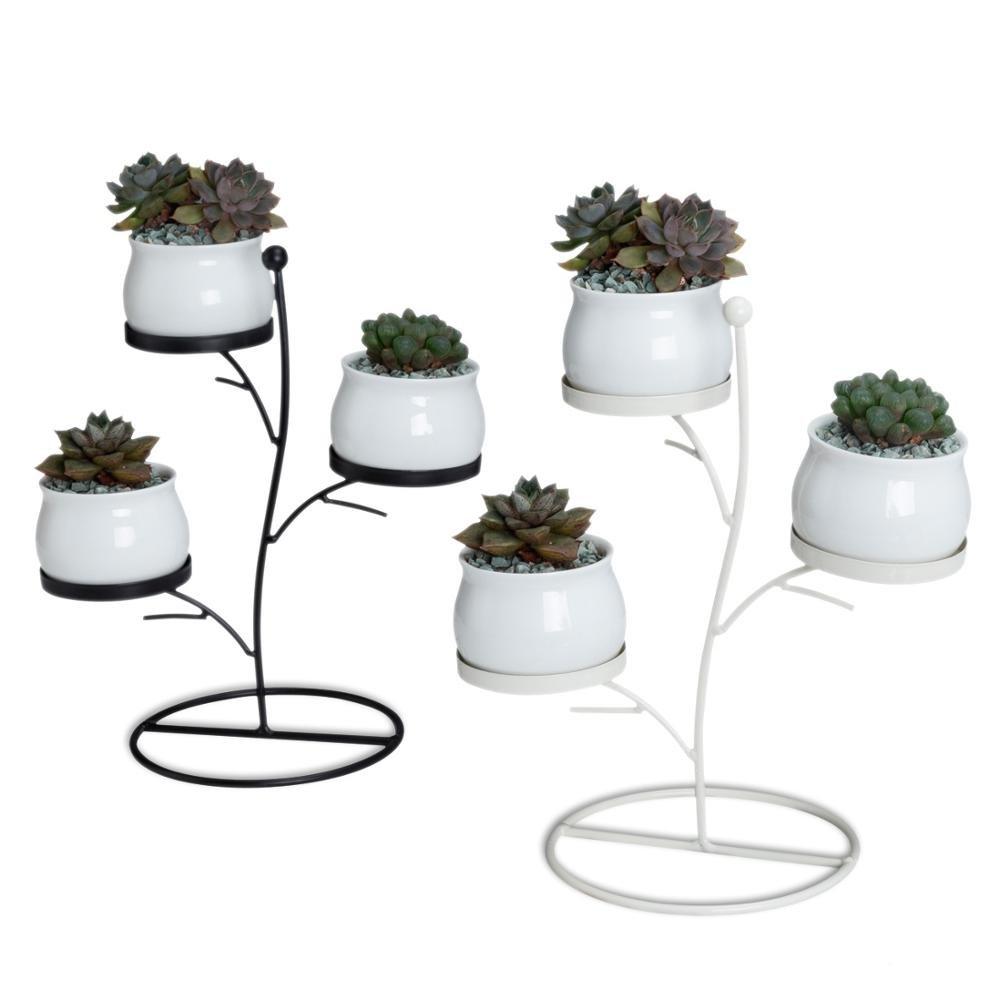 Round Porcelain Desk Pots with Iron Stand